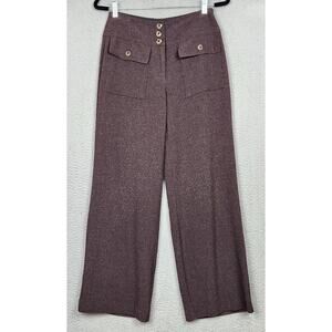 JOSEPH RIBKOFF Pants Womens Size 8 Brown Button Pockets Wide Leg Measure 27X29.5